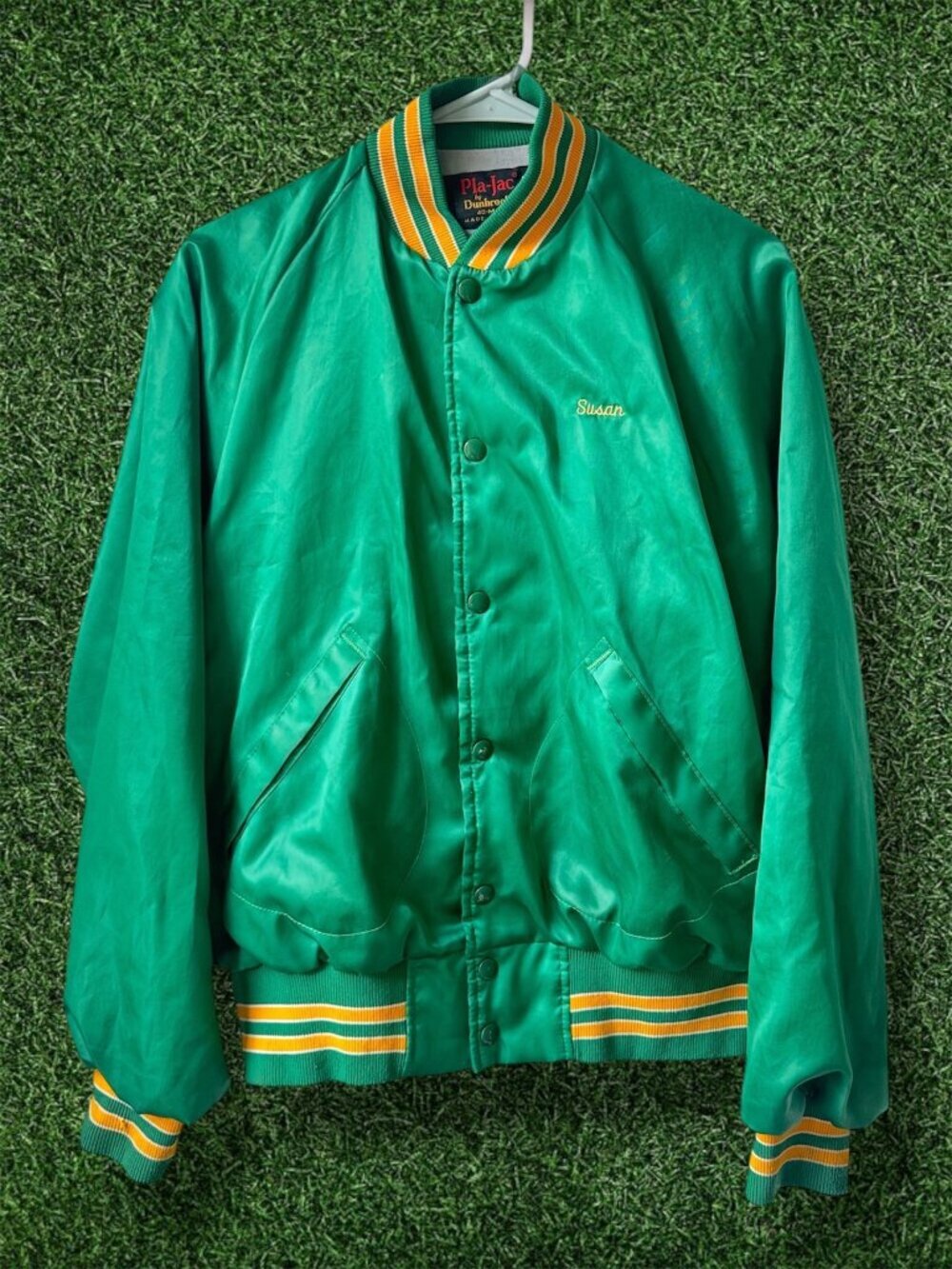 Emerald Green and Gold Team Jacket or Bomber Jacket